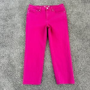 Seven7 Slim Straight Jeans High Waisted Cropped Women's 8 Fuchsia Pink